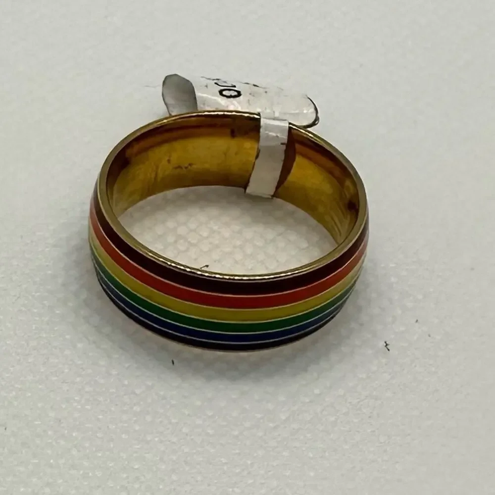 Rainbow Pride Striped Ring Resin Acrylic Multicolor Statement Size 8